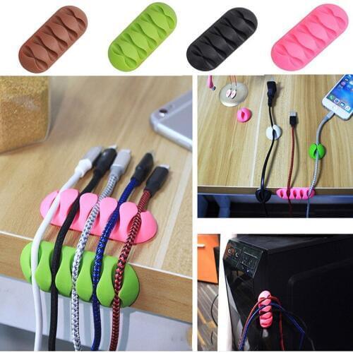 Cable Winder Cord Organizer Earphone Holder Charger wire fixing device Desktop Phone Cables Silicone Tie Fixer Wire Management