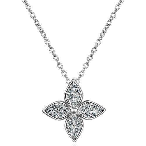 Utimtree Flower Pendant Necklace Cubic Zirconia Silver 925 Sterling Jewelry Fashion Chokers Necklaces for Women Party Accessory