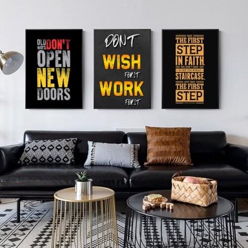 Inspirational Quote Canvas Painting Letter Motivational Modern Poster and Print Wall Art Pictures for Office Living Room Decor