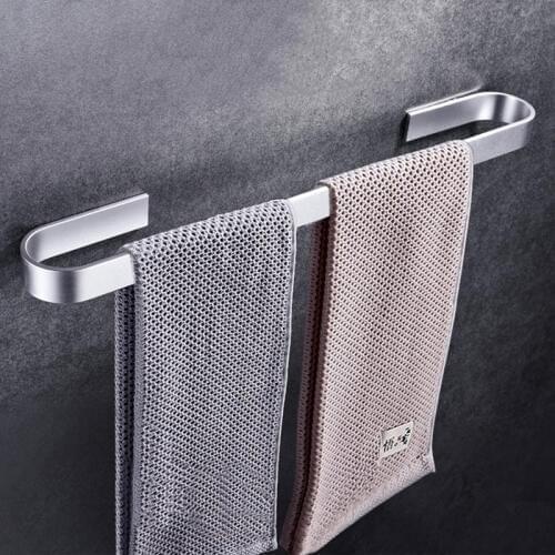 Space Aluminum Towel Holder Rack Wall Mounted Hanger Organizer Bathroom Towel Bars Kitchen Storage Rack Shelf Accessories