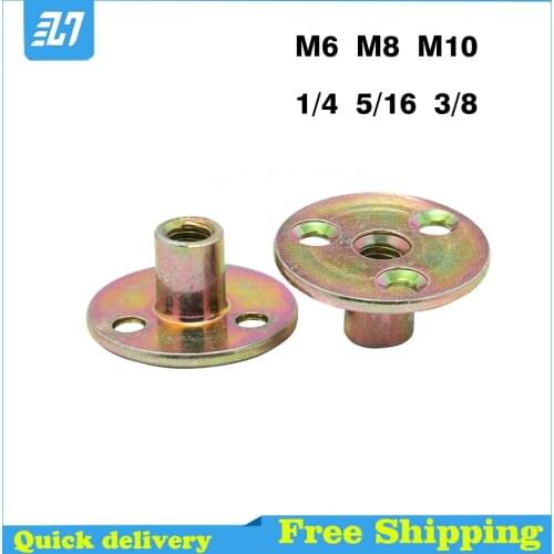 Three Hole Lock Iron Plate Nuts Flange Coupling With Furniture Connector Fastener M6 M8 M10 1/4 5/16 3/8