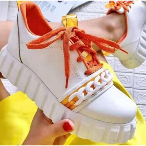 2021 New Casual Women Sneakers Autumn Large Size 43 Outdoor Platform Womens Shoes Cross-lace Leather Womens Sports Shoes