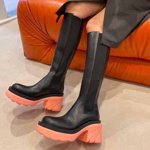 Women Boots Knee High Long Shoes For Female Thick Bottom Platform Heels Round Toe Non-slip Casual Boots Women Footwear 2021
