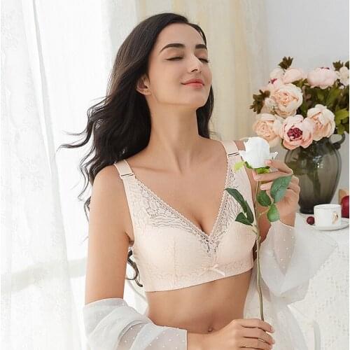 Plus Size Bras For Women Underwear Push Up Bra Woman Clothing Wireless Active Lace Sexy Brassiere Deep V Breathable Bralette