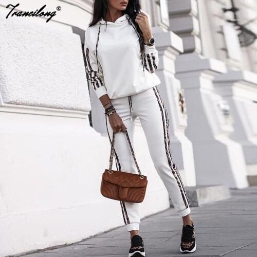 Women Hoodie Outfits Casual Tracksuit Long Sleeve Slim Fit Two Piece Set Autumn Winter 2020 Sports Sweat Suit Plus Size Clothing