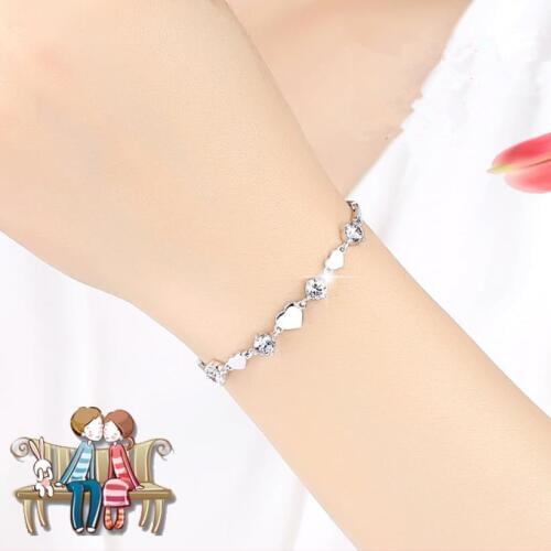 Everoyal Vintage Crystal Heart Girls Bracelets Jewelry Trendy Silver 925 Bracelet For Women Bride Wedding Accessories Female