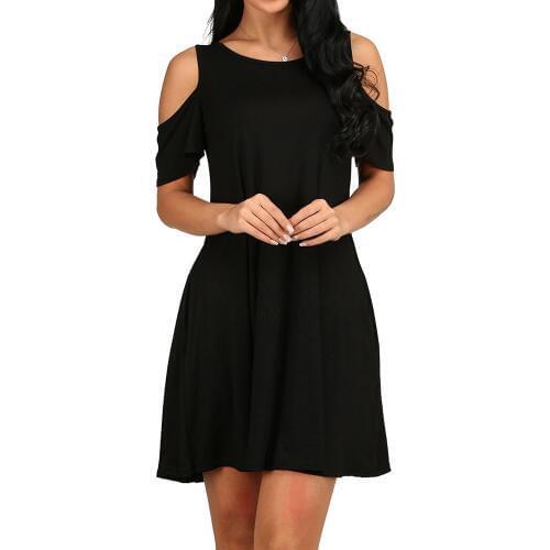 BYUAN Casual Women Dress Sexy Off Shoulder Dress Women 2018 Summer Beach Loose Dress Pockets Solid Ladies Dresses 7 Colors