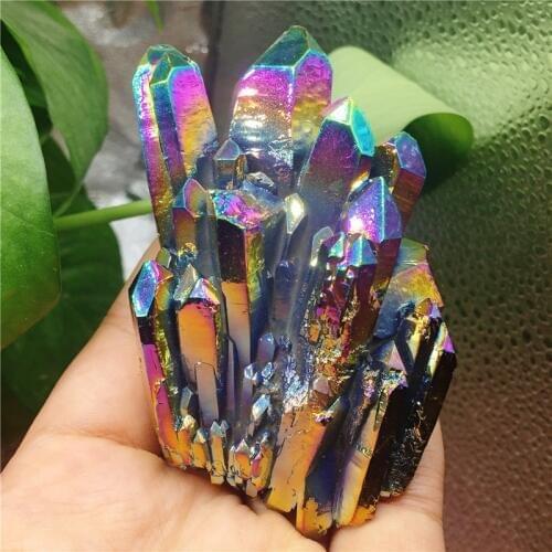 1pcs Natural crystal quartz Rare colorful flame aura quartz crystal cluster Ore Mineral Healing Specimens Random delivery