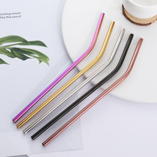 1PC New Reusable Stainless Steel Metal Drinking Straws Straight/Bent Washable Brush Drinking Straws Kitchen Bar Accessories