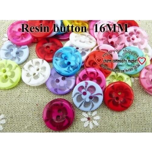 100PCS 16MM mixed Dyed RESIN flower buttons coat boots sewing clothes accessories R-228