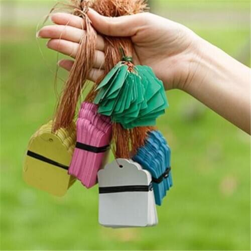 100 Pcs/set Reusable Gardening Labels Signs Waterproof Strip Line Plastic Plant Hanging Tags Garden Products Supplies 5 Colors