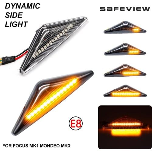 2PCS For Ford Focus MK1 1998-2004 For Mondeo MK3 2000-2007 Dynamic LED Car Side Marker Lights Repeater Signal Lights