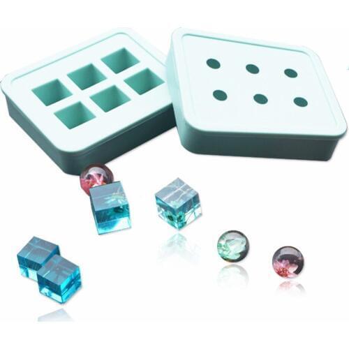 2PCS Silicone DIY Round Square Jewellery Making Necklace Pendant Bead Mold Fondant Cake Cookie Chocolate Epoxy Mold