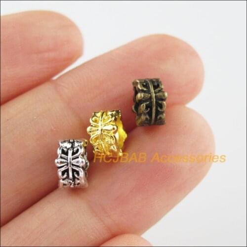 45Pcs Tibetan Silver Tone & Bronze Gold Color Flower Round Circle Spacer Beads Charms 7mm