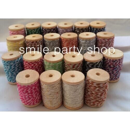 50pcs/lot 30m/reel double cotton bakers twine 4ply ,divine twine with wooden reel packing used in all kind packing