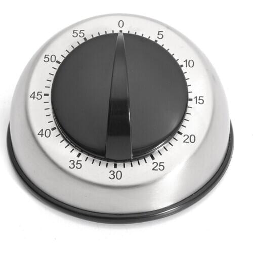 60 Minute Stainless Steel Cooking Kitchen Timer Mechanical Clock Countdown Alarm