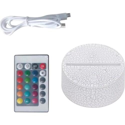 1pcs Acrylic 3D LED Lamp Base USB Cable Remote Control 7 Color Night Light Touch Switch Lamp Assembled Base Home Bedroom Decorat
