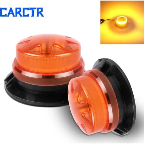 CARCTR 9-30V Emergency Strobe Warning Beacon Light Led Rotating Flashing Yellow with Magnetic Tractor Warning Light Accessories