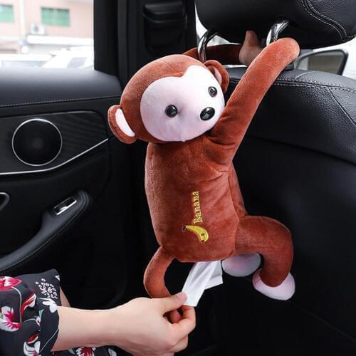 Coche Car Tissue Cover Box Lovely Portable Monkey Tissue Box Home Office Auto Automobile Napkin Paper Holders Cases Car Interior