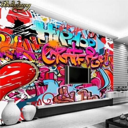 Beibehang custom Street graffiti trend brick wall paper 3D broken wallpaper bar ktv di bar background letter mural wall papers