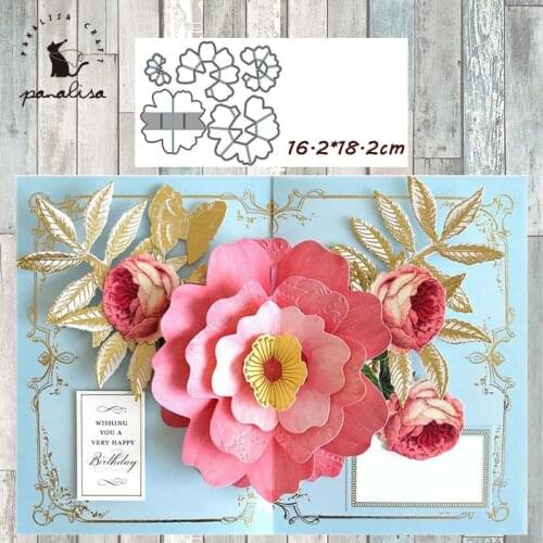 Panalisacraft Big 3D Flower Petal Metal Cutting Dies And Stamps cut die scrapbooking Album Paper Card Craft Embossing
