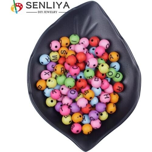 8mm Letter Beads Colorful Round Acrylic Letter Beads Random Mixed Letter 100/200/300Pcs for Handmade DIY Bracelet Necklace