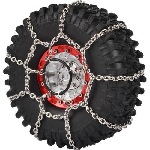 2Pcs Metal 108mm & 114mm & 120mm 1.9inch Tires Snow Chain for Traxxas TRX-4 TRX4 Axial SCX10 90046 D90 1/10 RC Rock Crawler
