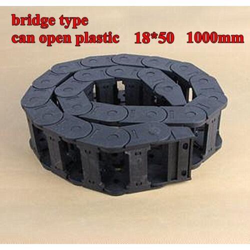 18mmx50mm Plastic Cable Drag Chain Wire Carrier with End Connector Length 1m for 3D Printer CNC Router Machine Tools