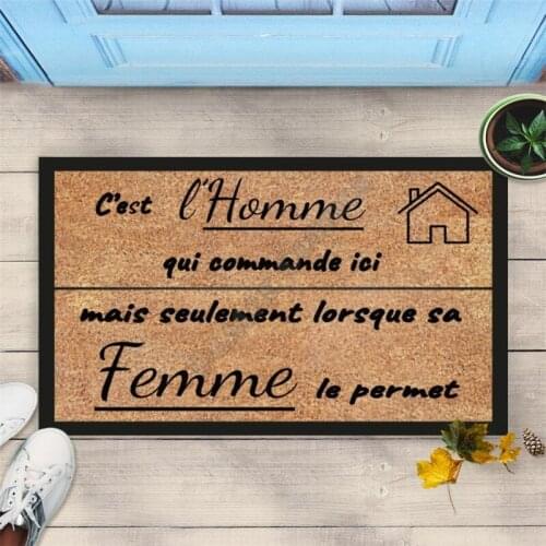 Cest lHomme qui commands ici mais seulement lorsque sa Femme le permet doormat Non Slip Door Floor Mats Decor Porch Doormat