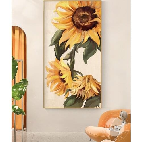 EECAMAIL sunflower porch decorative painting aisle restaurant diamond painting round diamond embroidery cross stitch no frame