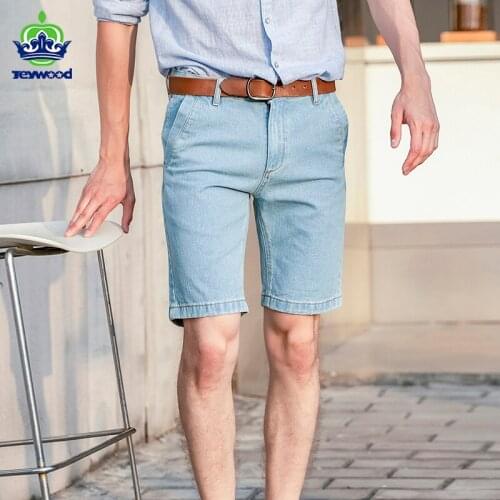 Jeywood 2021 Summer New Solid Denim Shorts Men Cotton Slim Fit Knee Length Casual Jeans Short Clothes High Quality Plus Size 38