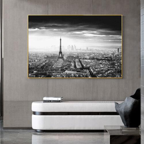 Paris Tower Paintings On Canvas Black White Poster And Print Modern City Landscape Wall Art Decorative Pictures for Living Room