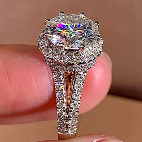 10K Au417 White Gold Women Wedding Party Engagement Ring 1 2 3 4 5 Carat Round Moissanite Diamond Ring Crown Vintage Trendy