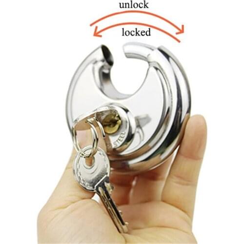 70mm Stainless Steel Round Cake Keyed Padlock Locks Anti-theft Key Lock For Hardware Outdoor Warehouse Cabinet Bicycle Lock