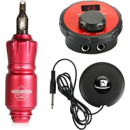 Rocket Mini Tattoo Kit Motor Machine Magician Power and Foot Switch Permanent Makeup Aluminum Alloy Tattoo Accessories