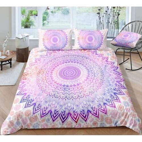 Thumbedding Dropship Bohemia Style Pink Watercolor Mandala Bedding Set Classic Designed Floral 3D Duvet Cover Set Innovative