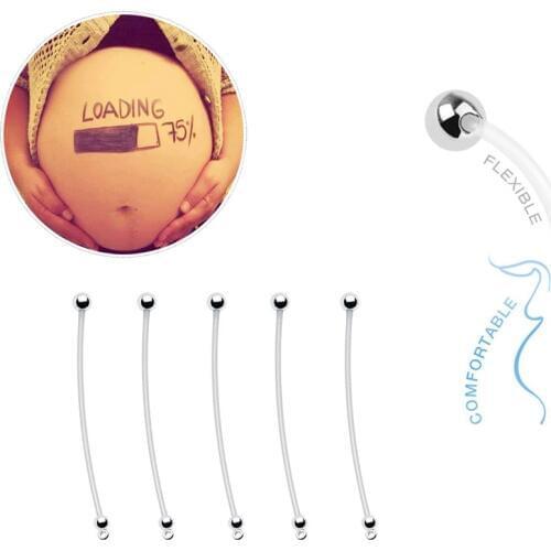 10PCS Women Body Piercing Jewelry 14G Flexible Baby Navel Piercing Pregnant Belly Ring Body Piercing Jewelry DIY Charm Jewelry