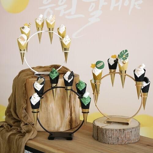 6 Hole Ice Cream Cones Holder Stand For Wedding Party Buffet Display Kitchen Tool Dessert Table Decoration Ornaments Photo Props