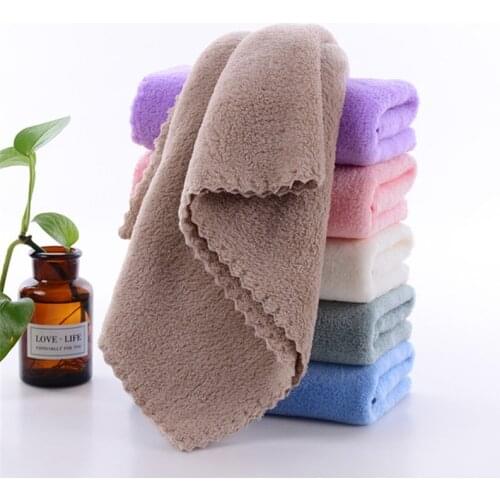 6 Colors Plain Hand Towel Coral Fleece Cleaning Towel Coral Velvet Soft Microfiber Hand Towel 35x75cm