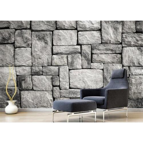 Custom Wallpaper Living Room Bedroom Background 3d Wallpaper Gray European Style Stone Brick Wall Background wallpaper