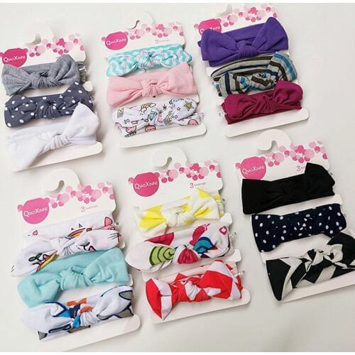 3pcs Baby Headbands Cute Bow Printed Newborn Toddler Kids Girl Hair Head Band Set Headwear Accessories Infant Lovely Gifts New