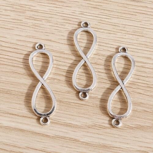 20pcs 34*10mm Zinc Alloy Infinity Charms Connectors for DIY Making Necklaces Bracelets Handmade Jewelry Findings Accessories
