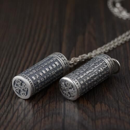 S990 fine silver Thai silver restoring ancient ways craft dorje heart sutra ga black box of the new pendants wholesale