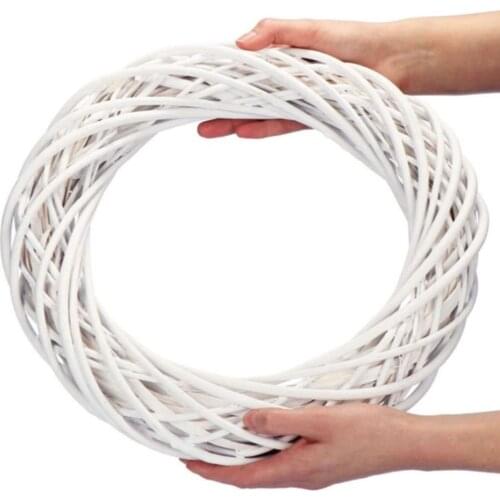 10/20/30 cm White Wicker Wreath Garland Decor Rattan Ring Artificial Flowers Garland Dried Flower Frame Craft Accessories