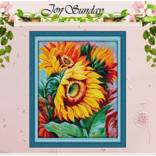 Sunflower Patterns Counted Cross Stitch 11CT 14CT Printed Cross Stitch Set Wholesale Cross-stitch Kit Embroidery Needlework