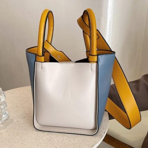 Small Bucket Shoulder Bags for Women Panelled Tote Crossbody Bags Ladies Trending Designer Messenger Bag Simple Vintage Handbags
