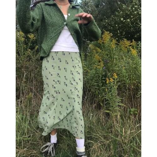 Womens Bohemian Floral Print A-Line Midi Skirts Summer Holiday Slim Fit Long Skirts for Shopping Dating 2021