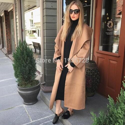 ElfStyle Oversized Handmade Double-faced Wool Cashmere Simple Style Woolen Long Coat - Thicker Soft Warmer Minimalist Coat