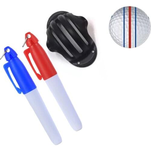 1 Set Golf Ball Triple Track 3 Line Marker Chrome Stencil +2Pcs Marker Pen Golf Putting Positioning Aids Outdoor Golf Sport Tool