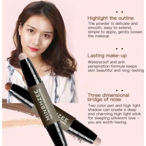 1Pcs Concealer Pen Double Head Face Contour Bronzer Foundation Concealer Waterproof Lasting Highlighter Cosmetic Makeup TSLM2